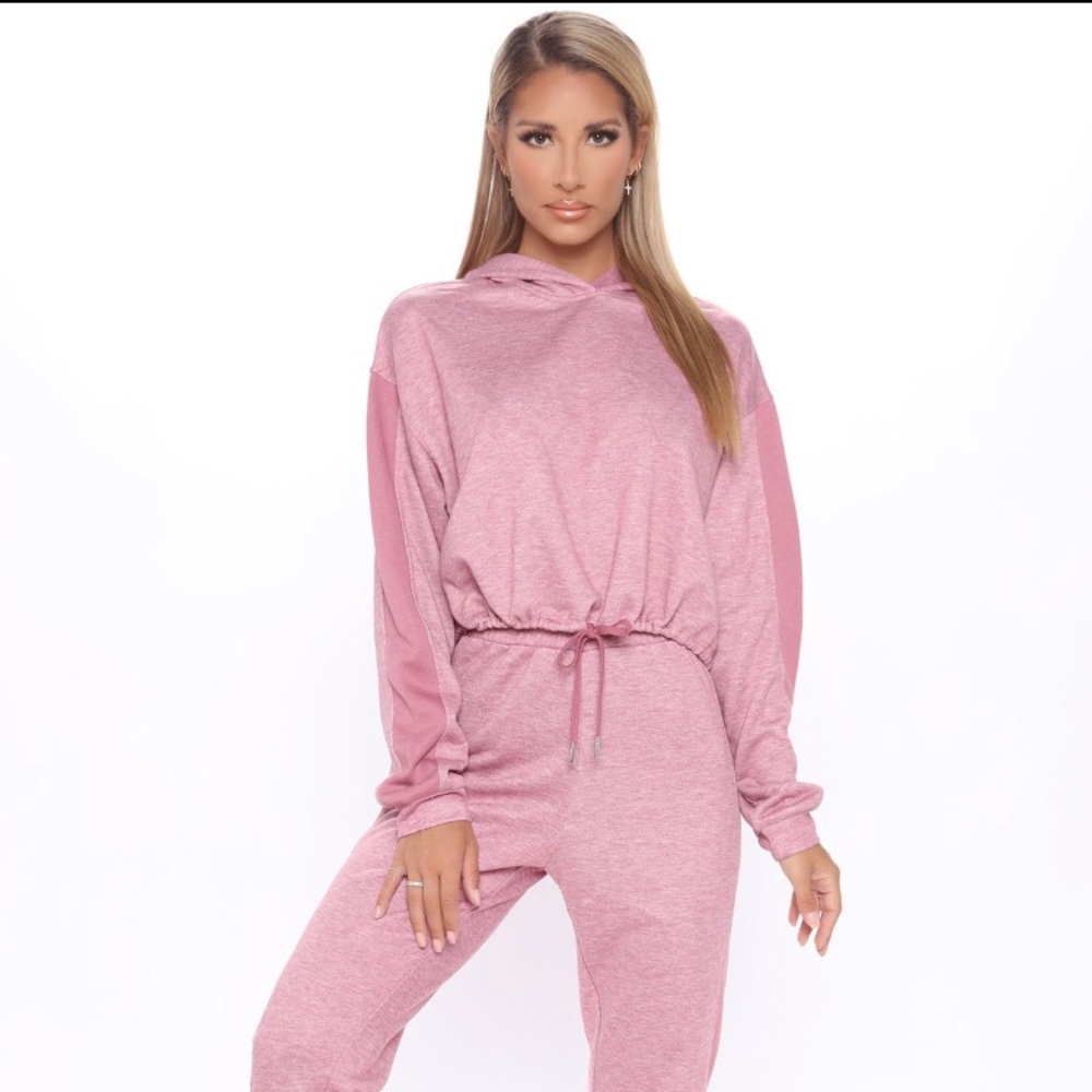 FASHION NOVA Hoodie & Jogger Set In Mauve Sz S